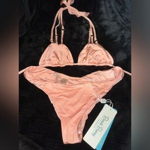 Beach Bunny Peach Triangle Bikini Set